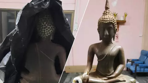 โดนกดดันหนัก โจรใจบาปแบกพระบูชาของโรงเรียน ใส่ถุงดำนำมาคืน 