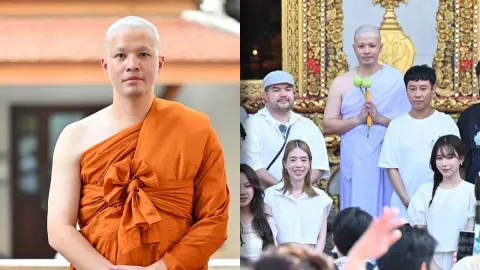 ว่าน ธนกฤต เข้าพิธีอุปสมบทเรียบง่าย ฟาง ธนันต์ธรญ์ ร่วมอนุโมทนาบุญ