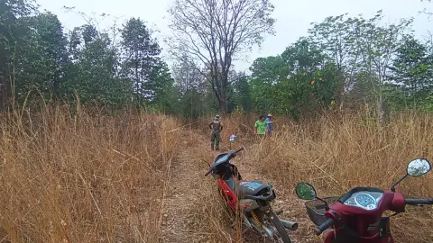 "เกือบไป" ผัวเมียขี่ จยย.เข้าป่า ถูกกระทิงทับลานพุ่งขวิด หนีตายระทึก