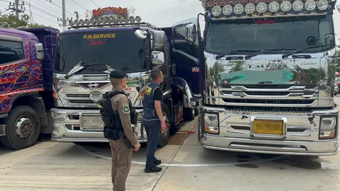 ตำรวจทางหลวงลพบุรี จับรถบรรทุก 6 คัน ขนทรายหนักอื้อ 70-80 ตัน วิ่งบนถนนหลวง 