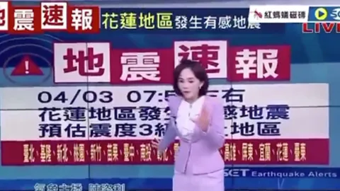 นาทีระทึก แผ่นดินไหวสั่นทั้งสตูดิโอ ขณะออนแอร์ในสถานีข่าวไต้หวัน (คลิป)