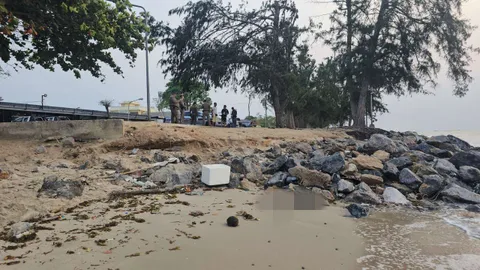 สาวโคราชเดินดูวิวริมทะเล พบศพหัวขาดถูกน้ำซัดเกยตื้นหาดเจ้าสำราญ