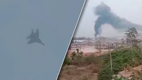 เมียนมาส่งมิก-29 บอมบ์กลุ่มต่อต้าน คนเมียวดีแห่ข้ามด่านแม่สอดหนีสงครามแล้ว (คลิป)