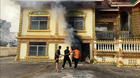 อากาศร้อนจัด ทำไฟไหม้เมรุขณะเผาศพ ชาวบ้านลือ วิญญาณเฮี้ยน