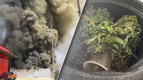 ไฟไหม้โกดังปลูกกัญชาควันโขมง คนงานปีนกำแพงหนีตาย คาดไฟฟ้าลัดวงจร