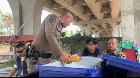 ตำรวจทางหลวง เอาจริงกวาดล้างร้านขายน้ำท่อม รวบพ่อค้าตั้งเต็นท์ริม ถ.พหลโยธิน