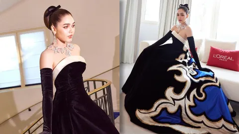 แม่มาแล้ว! ชมลุคแรก ชมพู่ อารยา บนพรมแดงเมืองคานส์ ห่มเครื่องเพชร 120 ล้าน (คลิป)