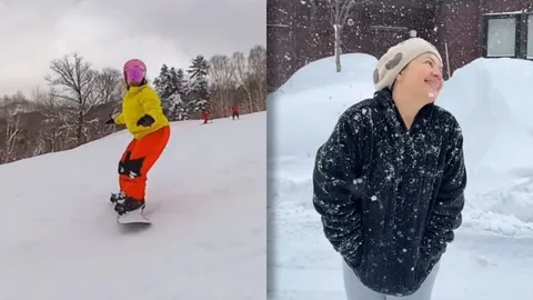 57 ยังแจ๋ว! พิธีกรสาวโชว์สกิลเล่นสโนว์บอร์ดขั้นเทพ ชาวเน็ตแห่ชมเก่งมาก