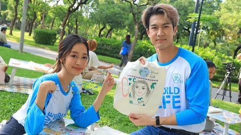"ภูมิ-ชิงชิง" ตัวแทน "7 สีปันรักให้โลก" สนุกสร้างสรรค์งานศิลป์
