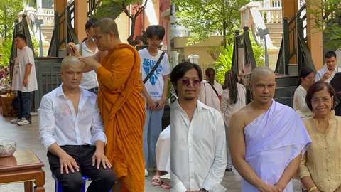 หนุ่ม กะลา ปลงผมเตรียมอุปสมบทแล้ว ครอบครัว-คนสนิทร่วมอนุโมทนาบุญ (คลิป)