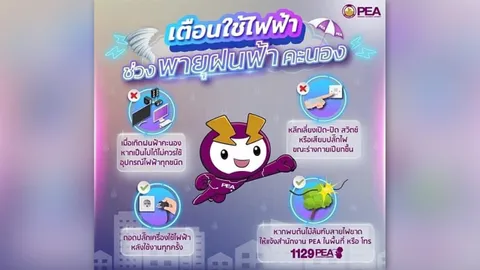 PEA เตือนภัยจากการใช้ไฟฟ้ากรณีเกิดพายุฝน