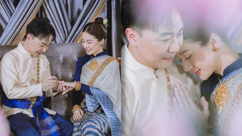 หนิม คนึงพิมพ์ จูงมือแฟนหนุ่ม เข้าพิธีหมั้นตามประเพณีล้านนา เจ้าสาวสวยมาก