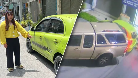 สาวโพสต์เดือด จะเตรียมโลงศพไว้รอ หลังกระบะคู่กรณีถอยชนรถคันแรกในชีวิตแล้วหนีไปดื้อๆ