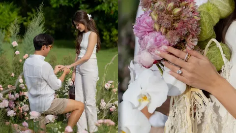 นางเอกสาว นิกกี้ นิโคล ถูกไฮโซหมูแฮม คุกเข่าขอแต่งงาน แหวนเพชรเม็ดใหญ่มาก 