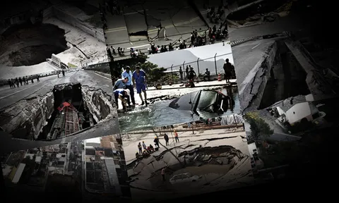 'ระทึก สั่นประสาท อันตราย' รวมเหตุการณ์ 'ธรณีสูบ' เฉียดตายสะท้านโลก!!