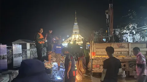 หนองคาย ประกาศงดเข้าพื้นที่หน้าพระธาตุหล้าหนอง ถนนมีรอยร้าวจากน้ำโขงเซาะตลิ่ง