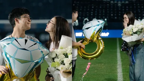 "พระพาย รมิดา" เซอร์ไพรส์ลูกชาย "เนวิน ชิดชอบ" ขอแต่งงานกลางสนามฟุตบอลบุรีรัมย์