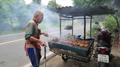 ไก่ย่างคนจน ลุงพิการขาเอาเงิน 1 หมื่นของรัฐบาลต่อยอดขายไม้ละ 10 บาทเลี้ยงชีพ (คลิป)