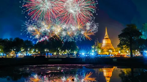 สุโขทัย สืบสานประเพณีลอยกระทง เผาเทียน เล่นไฟ ประจำปี 2567