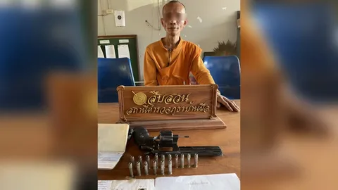 จับหลวงพี่ ดีกรีเจ้าอาวาส พกปืน .357 ซื้อมาจากตำรวจ เอาไว้ยิงทดสอบพระเครื่อง