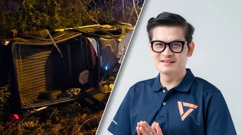 ผู้สมัคร ส.อบจ.หนองคาย พรรคประชาชน ดับ รถเสียหลักลงข้างทาง คาดโหมงานหนัก