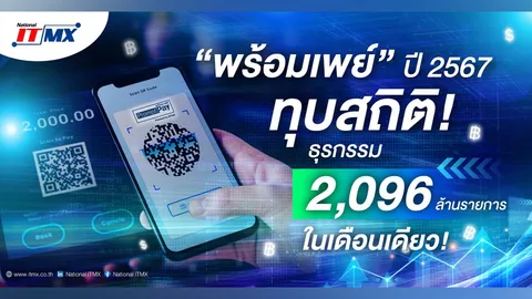 “พร้อมเพย์” ปี 67 ทุบสถิติ! ธุรกรรม 2,096 ล้านรายการในเดือนเดียว ผู้ลงทะเบียนแตะ 79.45 ล้านเลขหมาย