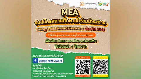 MEA เปิดรับสมัครสถานศึกษาเข้าร่วมโครงการ Energy Mind Award Season 2 ประจำปี 2568