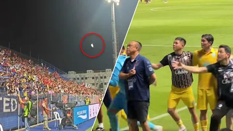 ชมปฏิกิริยา “เนวิน” ประธานบุรีรัมย์ฯ หลังโดน “แฟนเมืองทอง” พยายามปาแก้วใส่ ศึกไทยลีก (คลิป)