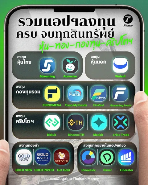 รวมแอปฯลงทุน ครบ จบทุกสินทรัพย์ หุ้น-ทอง-กองทุน-คริปโตฯ