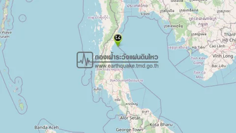 เกิดแผ่นดินไหว ขนาด 3.6 บริเวณอ่าวไทย ห่างชุมพร 49 กม.