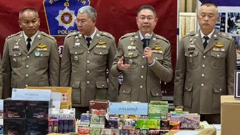 ภาค 1 แถลงจับบุหรี่ไฟฟ้า ได้ผู้ค้ารายใหญ่ 11 คดี ขู่ฟันตำรวจเข้าไปมีส่วนรู้เห็น
