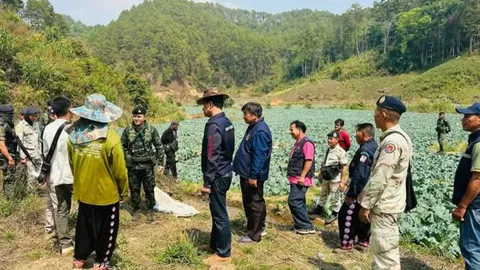 เชื่อเป็นของทหารเมียนมา กระสุนปืน ค.120 มม. ตกไร่กะหล่ำชายแดนแม่ฮ่องสอน