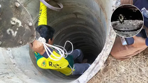 หนุ่มจดมิเตอร์ค่าไฟตกบ่อน้ำบาดาล เล่านาทีเผชิญหน้างูเห่า เผยห้อยหลวงพ่อดัง (คลิป)