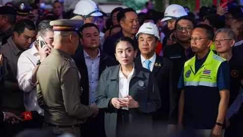 “แพทองธาร” รุดดูตึกถล่มจตุจักร ติดตามสถานการณ์ ก่อนถกต่อที่ศาลาว่าการ กทม.
