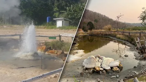 บ่อน้ำพุร้อนที่ปาย หยุดพุ่งจากใต้ดิน หลังแผ่นดินไหวขนาดใหญ่