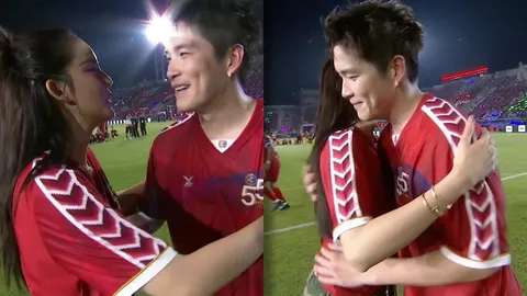 รวมช็อตความหวาน อาเล็ก-โบว์ กลางสนามฟุตบอลช่อง 3 ยกให้คู่นี้เป็น MVP ไปเลย