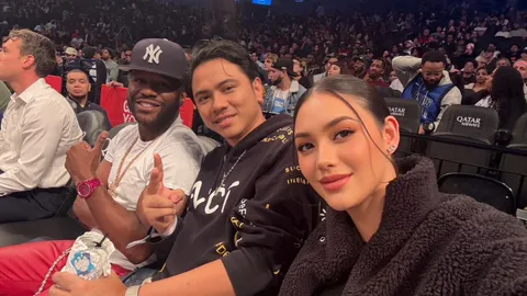 นนนี่ ณัฐชา ควงสามี แอ็คมี่ กระทบไหล่ ฟลอยด์ เมย์เวทเธอร์ และ Anthony Davis