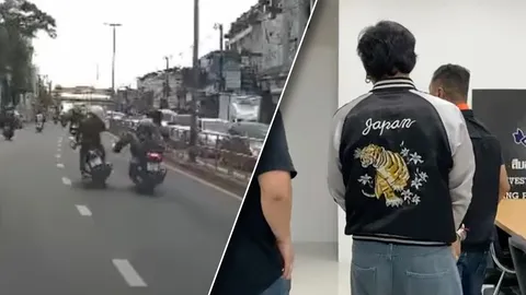 จับแล้ว "หนุ่มหัวร้อน" ถีบจักรยานยนต์ล้ม อ้างเพิ่งทะเลาะเมีย ไม่รอด 5 ข้อหาหนัก