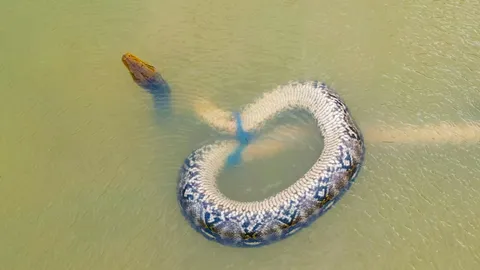 เร่งช่วยชีวิต "งูเหลือม" ขนาดใหญ่ ติดตาข่ายดักปลาชาวบ้าน ดิ้นชูคอในหนองน้ำ