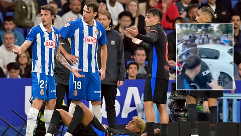 ไม่ทน "แฟนเอสปันญอล" ประท้วงทันที เหตุขับรถชนคนเจ็บระนาว เกมปะทะ "บาร์ซา" (คลิป)