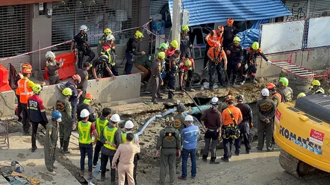 เตรียมวางแผนเปิดหน้าดิน ช่วยคนงานตกหลุมเจาะเสาเข็ม เตือนเลี่ยงเส้นทาง ถ.หลานหลวง