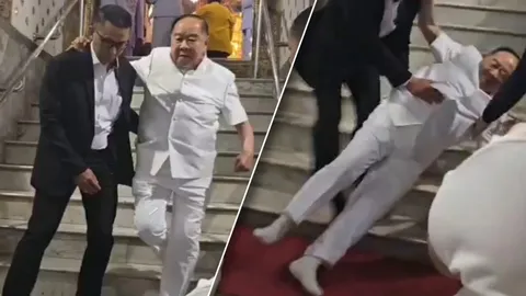 เปิดคลิปวินาที “ลุงป้อม” ลื่นล้มบันไดวัดโพธิ์อย่างแรง จนตัวนอนไปกับพื้น(คลิป)