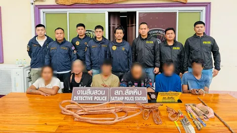 รวบยกแก๊ง โจรลักตัดสายไฟที่สัตหีบ พบมูลค่าความเสียหายนับล้าน เอาไปขายได้หลักพัน