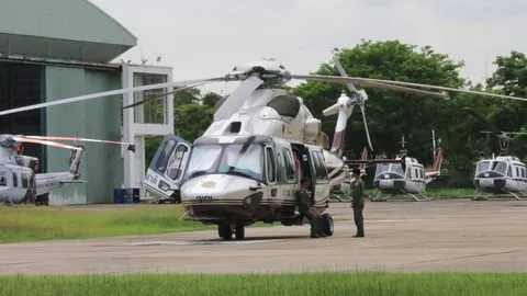 ฮ.ยูโร ยกตัวจากท่าแร้งบินรับ “ผบ.ต่าย” ไปภารกิจทองผาภูมิ ไม่ได้ใช้ ฮ.เบลล์