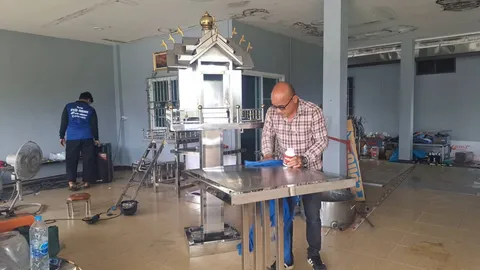 ไอเดียสุดเจ๋ง "ศาลพระภูมิสแตนเลส" ทนทาน ทันสมัย ถูกใจเจ้าที่