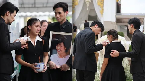 บอย-หน่อง-ภัทร์ ช่วยกันปลอบ น้องวันใหม่ ร้องไห้หนักที่ต้องส่งคุณแม่งามทิพย์ครั้งสุดท้าย