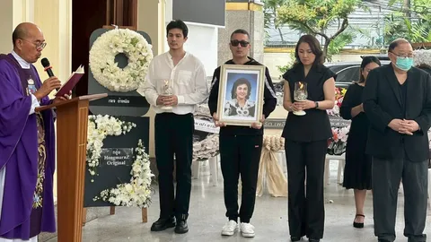 เปิดภาพ ซันนี่ และครอบครัวร่วมส่ง "คุณแม่มาจอลิน" ครั้งสุดท้าย สู่อ้อมกอดพระเจ้า