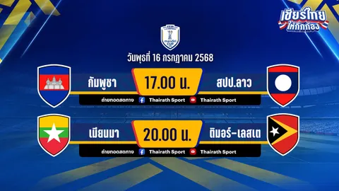 โปรแกรม ฟุตบอลยู-23 ชิงแชมป์อาเซียน-ช่องทางชมสด ประจำวันที่ 16 ก.ค. 68