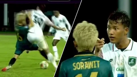 ชื่นชม "นักฟุตบอลไทย" โดนฟันศอก แต่ไม่ตอบโต้ใดๆ (คลิป)