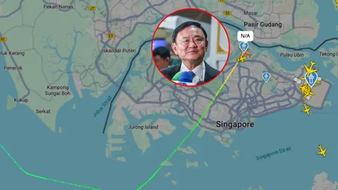 เครื่องบินส่วนตัว "ทักษิณ" ลงจอดที่สิงคโปร์ จับตาถึงไทยวันนี้